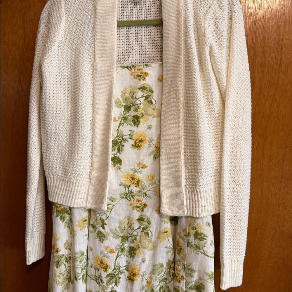 Laura Ashley Floral Print Sleeveless Dress with Sweater Size 4